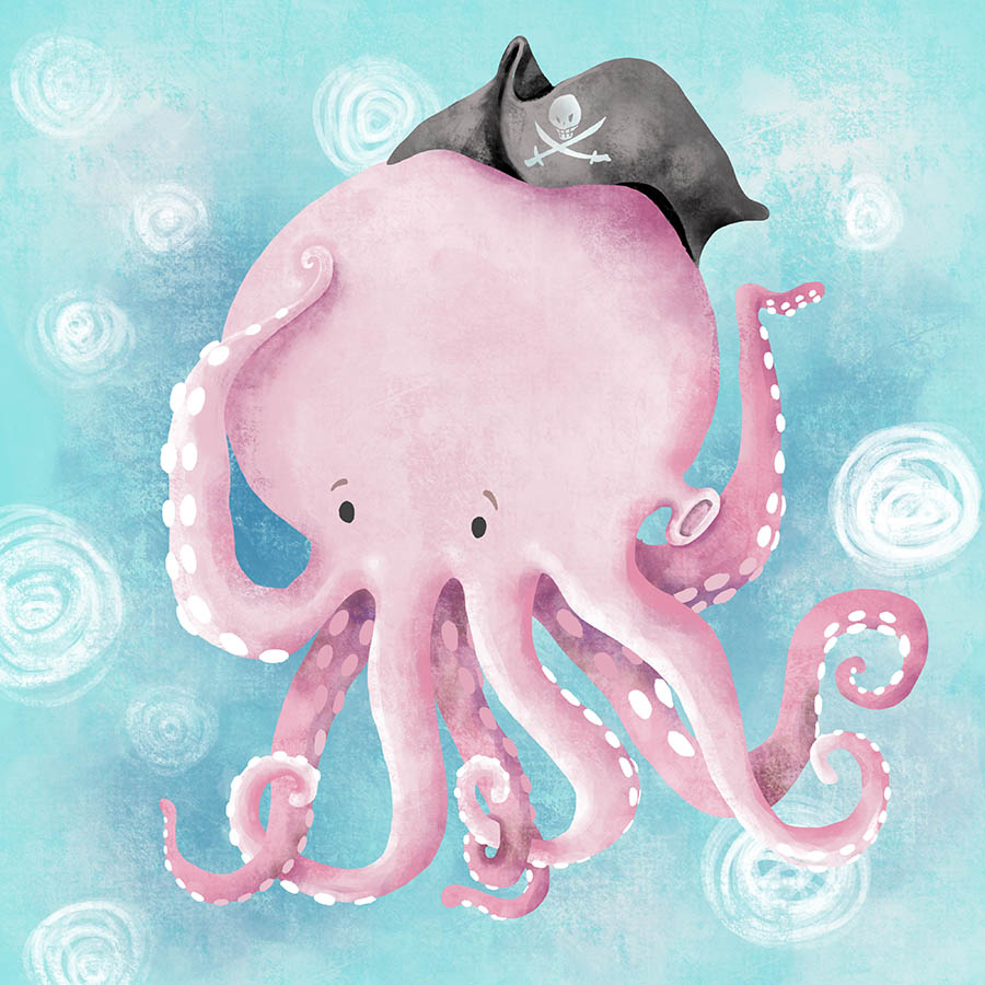 Colored Illustrations - Pirate Octopus